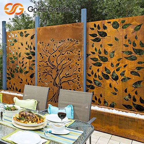 Современный Corten Metal Tree Design Garden Decorative Partition
