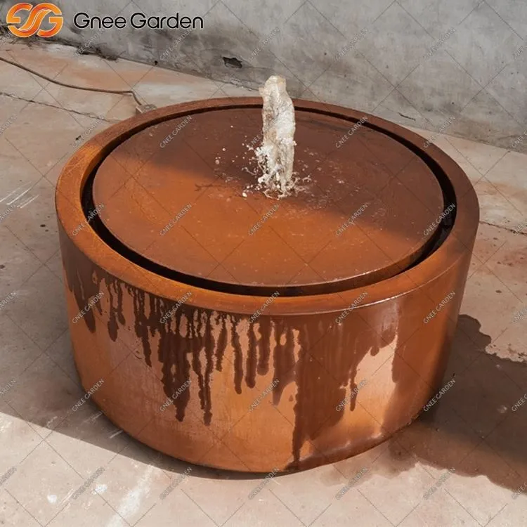 Современный фонтан из стали Corten со светодиодными лампами